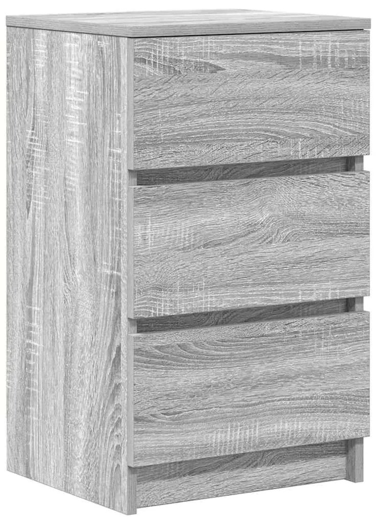 Mesas de cabeceira 3 gavetas 2 pcs 39x35x65cm sonoma cinzento