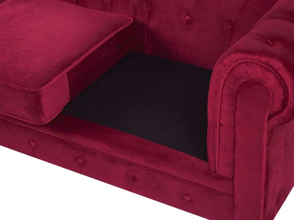 Sofá de 3 lugares em veludo vermelho CHESTERFIELD Beliani