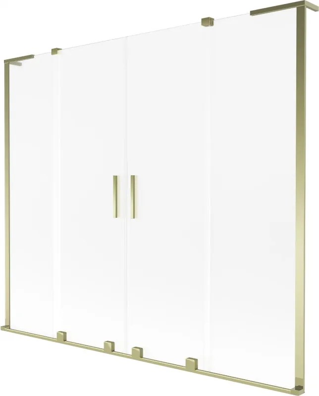 Mexen Velar L Duo paravana de banheira 2 painéis deslizantes 200 x 150 cm, fosco, dourado - 896-200-003-32-50