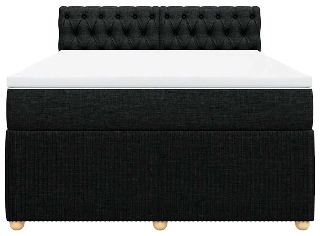 Cama com molas/colchão 140x200 cm tecido preto