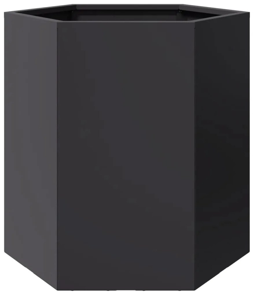 Vaso/floreira de jardim 2 pcs hexagonal 46x40x45 cm aço preto