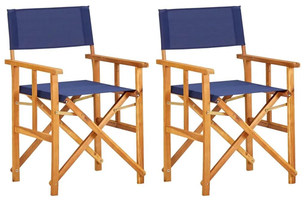 45948 vidaXL Cadeiras de realizador 2 pcs madeira de acácia maciça azul