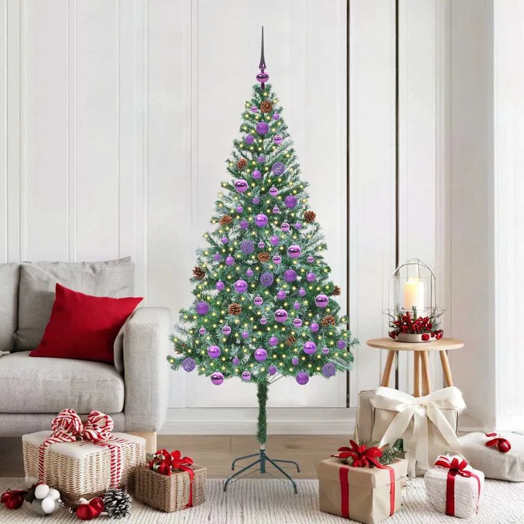 vidaXL Árvore de Natal Artificial com 300 LEDs Verde 180 cm PVC e Aço
