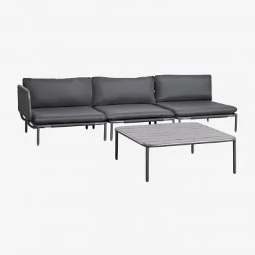 Conjunto De Jardim Com Sofá Modular De Canto De 3 Peças E Mesa De Centro Em Aço Roubly Cinza Grafito - Sklum
