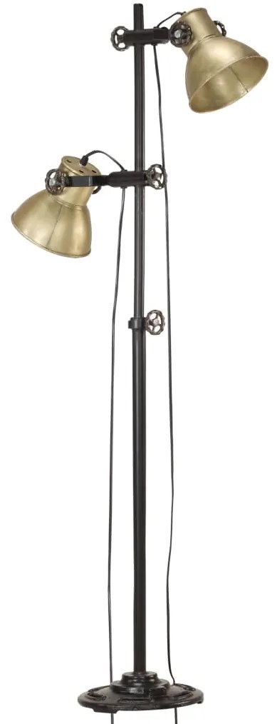 Candeeiro de pé com 2 abajures E27 ferro fundido bronze