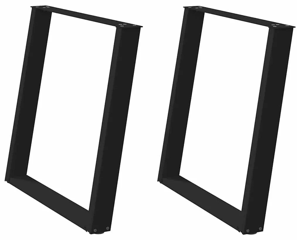 Pés de mesa de jantar em forma de U, 2 peças, preto, 70 x (72-73) cm,