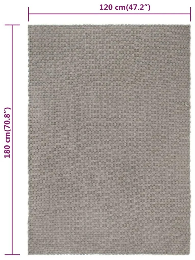 Tapete retangular natural 120x180 cm algodão cinza
