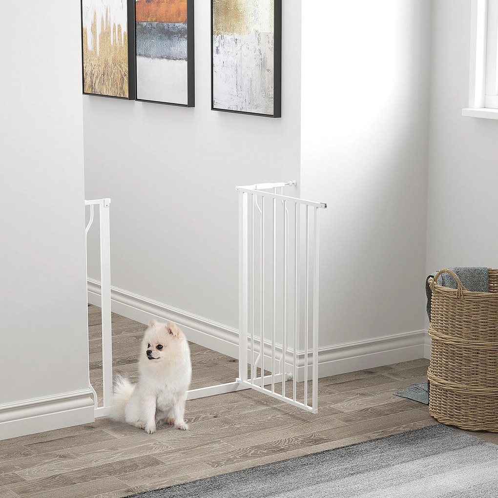 Barreira de Segurança para Cães Extensível para Escadas e Portas 75-95cm com  Extensão de 10 cm Altura 76 cm Branco