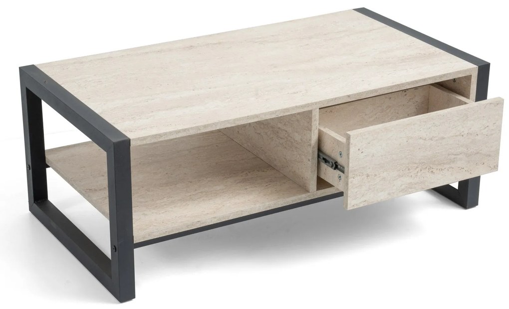 Mesa de Centro Haldizen – Travertine Black – 105x40x55 cm