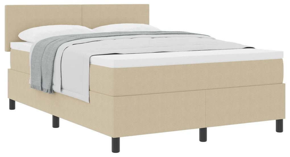 Cama Box Spring com Colchão Verde Claro Cinza 140x200 cm Tecido de Vel