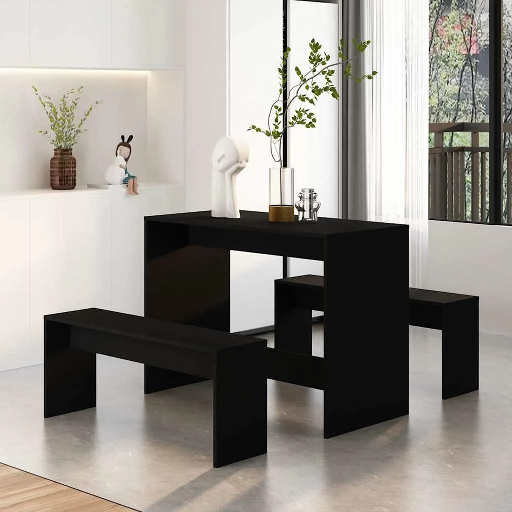 3 pcs conjunto de jantar derivados de madeira preto