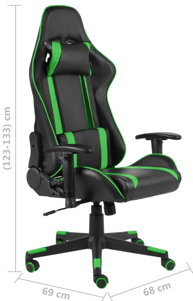 Cadeira de gaming giratória PVC verde