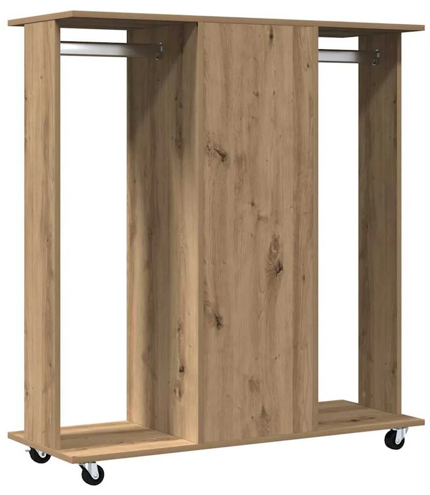 Guarda-roupa com rodas Carvalho Artesanal 102x38x110 cm Madeira Recons