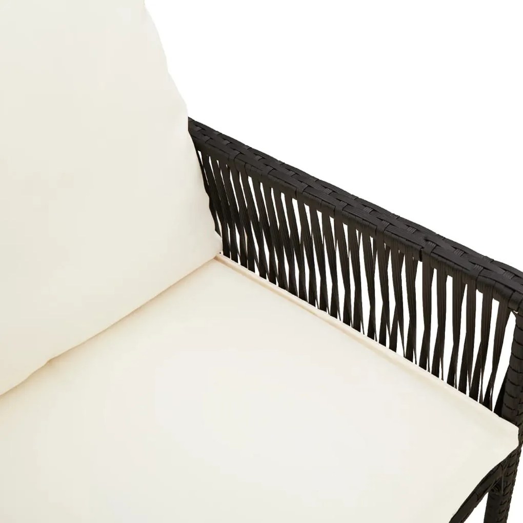 Bancos de bar com almofadões para jardim 2 pcs vime PE preto