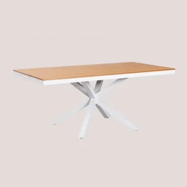Mesa De Jardim Retangular 180x100 Cm Em Madeira De Eucalipto E Alumínio Archer Gardénia Branco - Sklum