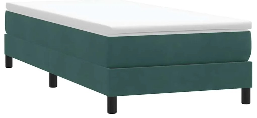 Cama com molas sem colchão verde-escuro 80x220 cm veludo