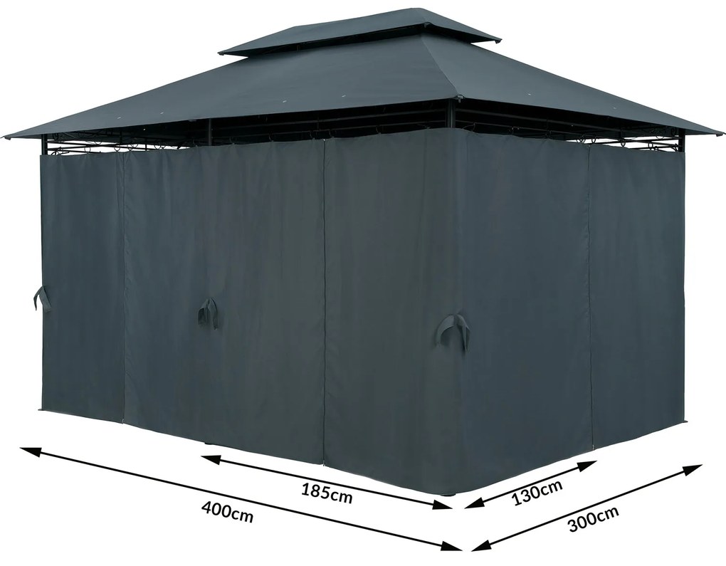 Pergula jardim Topas 3x4m Proteção UV 50+ antracite