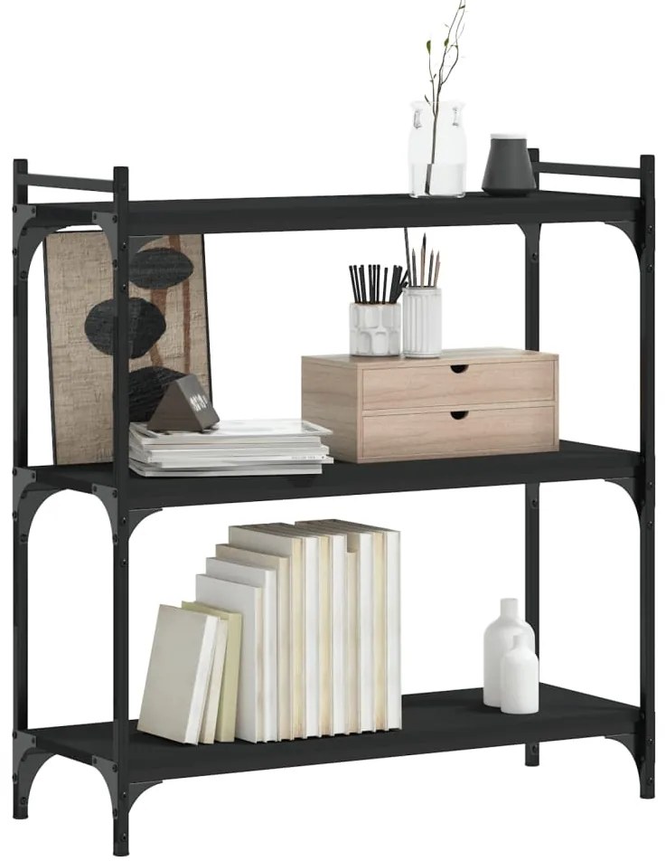 Estante c/ 3 prateleiras 80x30x86 cm derivados de madeira preto