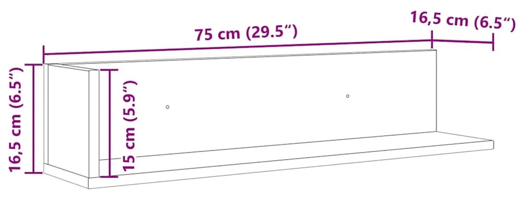 Prateleiras de parede 2pcs derivados de madeira carvalho sonoma