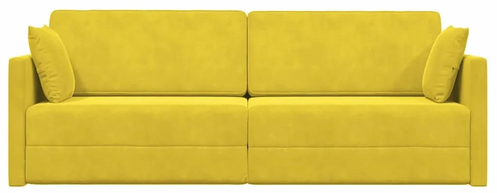 Sofá-Cama de Chão 2 em 1 Amarelo 213x144x60 cm Veludo