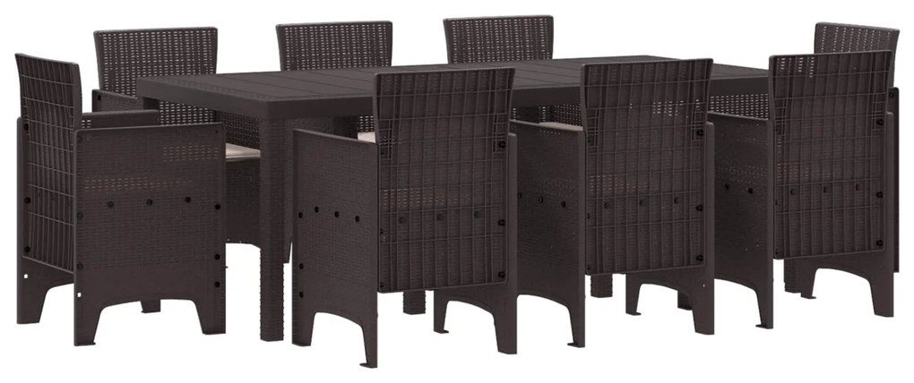 vidaXL Conjunto de Jantar para Jardim 9 pcs Castanho Polipropileno