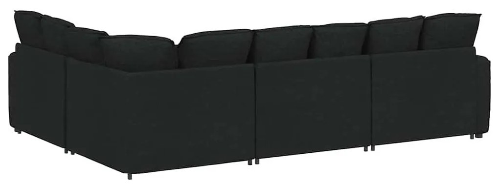 Sofá modular com almofadas tecido preto