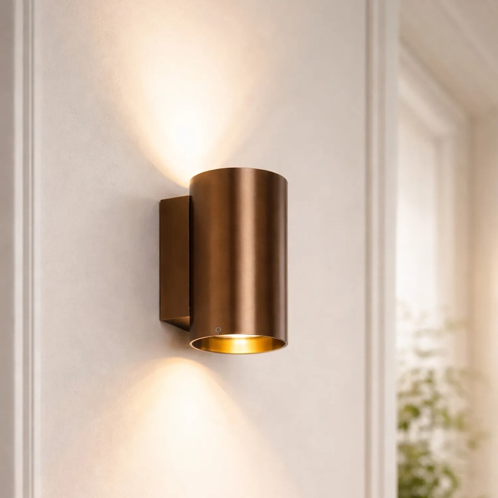 Candeeiro de parede moderno bronze escuro redondo 2 luzes - Sandy