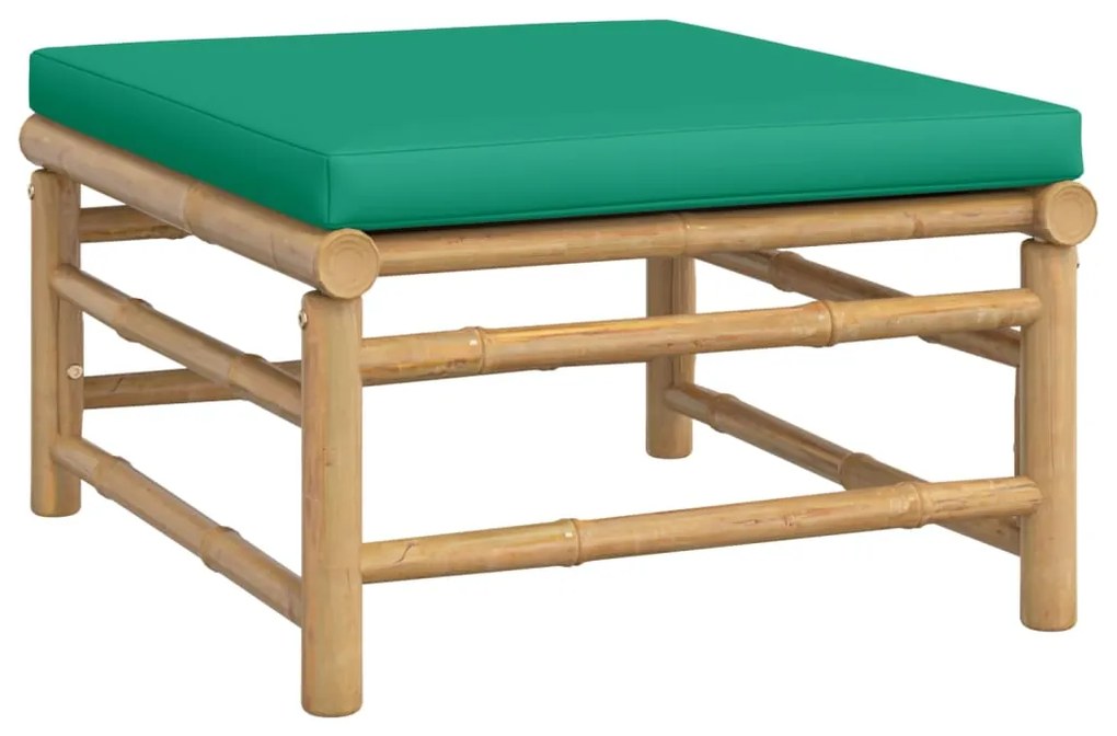 5 pcs conjunto lounge de jardim bambu c/ almofadões verdes