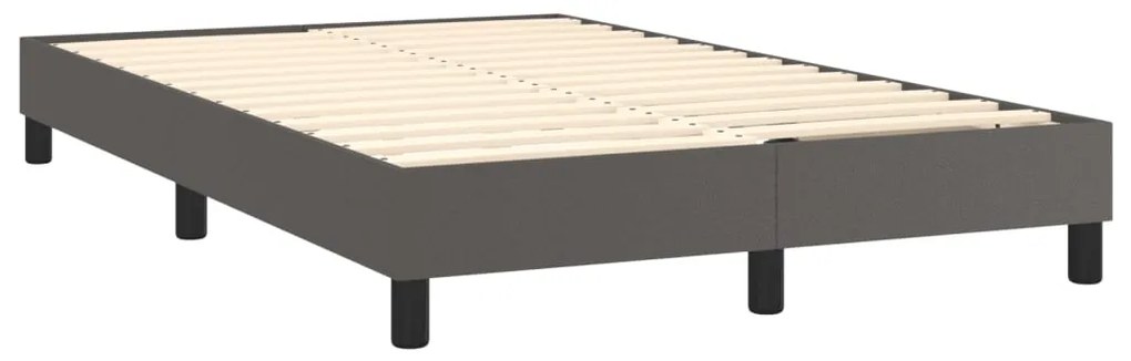 Cama com molas/colchão 120x200 cm couro artificial cinzento