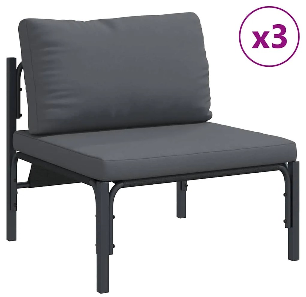 Conjunto de Sofá de Jardim 7 pcs Cinzento-escuro Aço