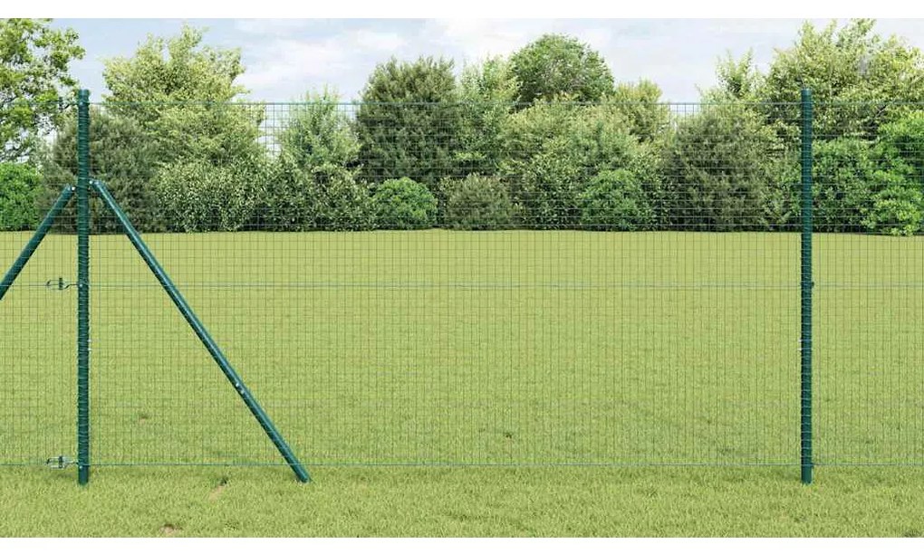 vidaXL Poste de Cerca Verde 10 x 1 m (malha de 25 x 25 mm) Aço