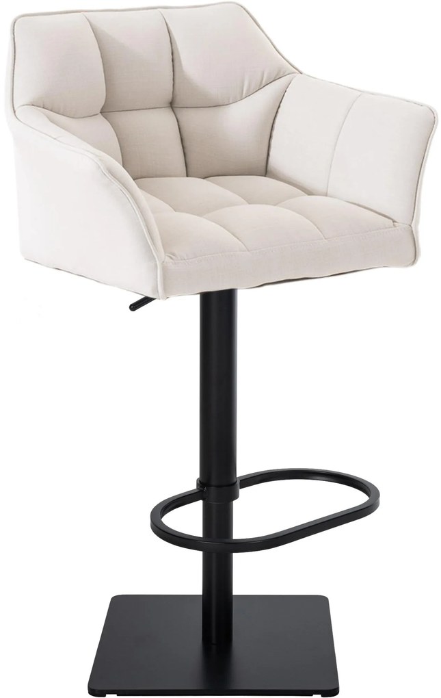 Banco de bar Damaso em tecido e com estrutura preta 64 x 88-113 x 45 cm Branco