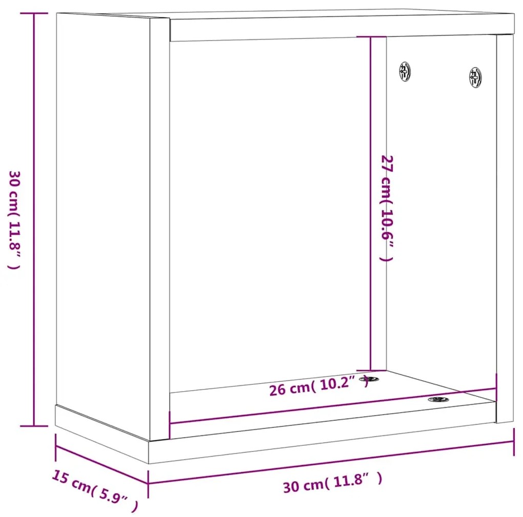 Prateleiras de parede em forma de cubo 4 pcs 30x15x30cm