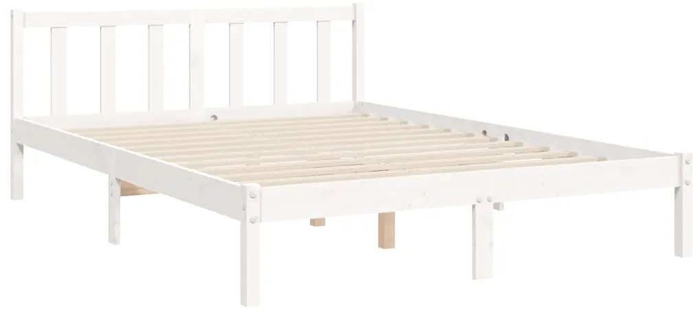Cama sem colchão 140x200 cm madeira de pinho maciça branco