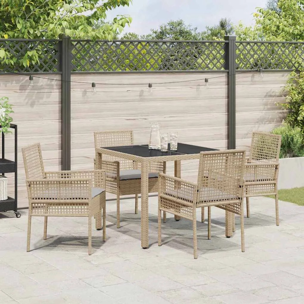 Conjunto de Jantar para Jardim 5 pcs Bege 90 x 90 x 75 cm