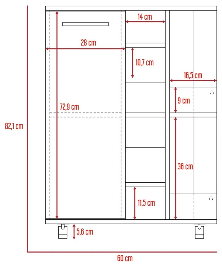 Móvel de bar Garrafeira Andorra com compartimento aberto, 82,1 cm a x 60 cm e x 37,7 cm p, Castanho