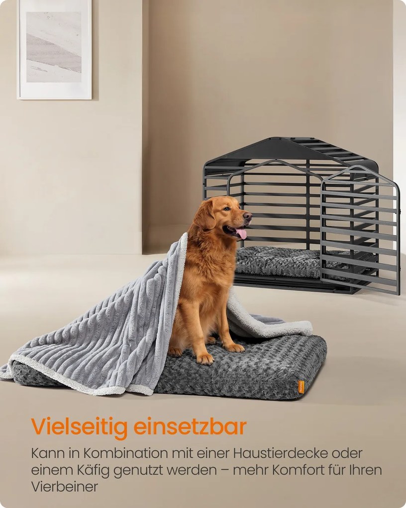 Cama para cães XXL 122 x 74 cm com estofamento macio cinza ardósia