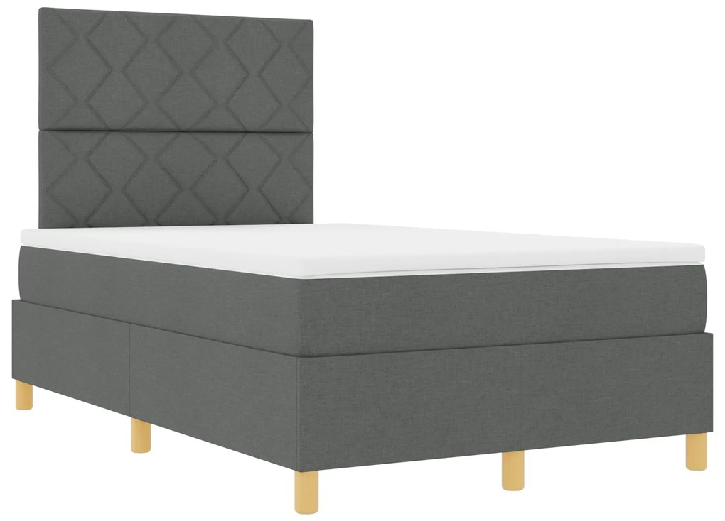 Cama Box Spring com Colchão Cinza Escuro 120x200 cm Tecido