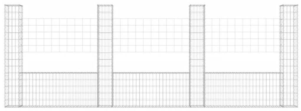 Cesto gabião em forma de U c/ 4 postes 380x20x150 cm ferro