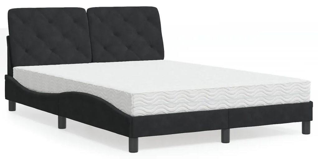 vidaXL Cama com colchão 120x200 cm veludo preto