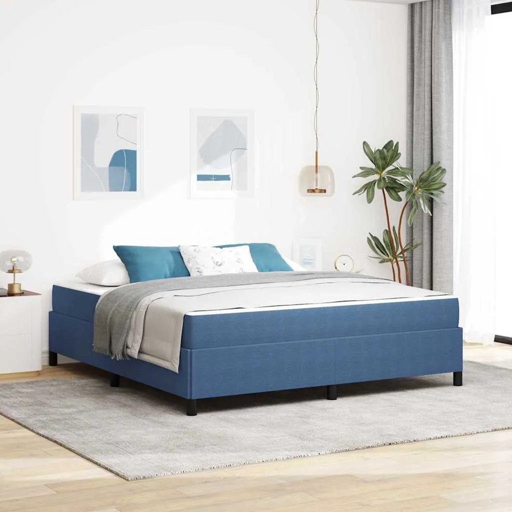 vidaXL Estrutura da Cama com colchão Azul 180 x 200 cm tecido
