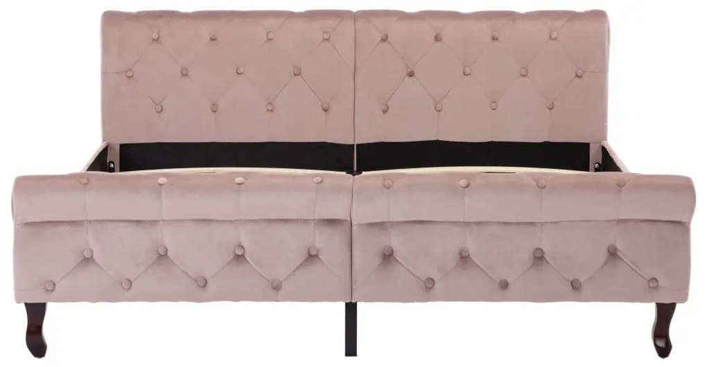 Estrutura de cama 160x200 cm veludo cor-de-rosa