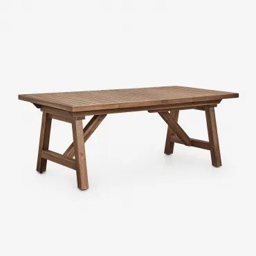 Mesa De Jardim Retangular Extensível 200-260-320x100 Cm Em Madeira De Acácia Dubai Castanho-acácia Escuro - Sklum