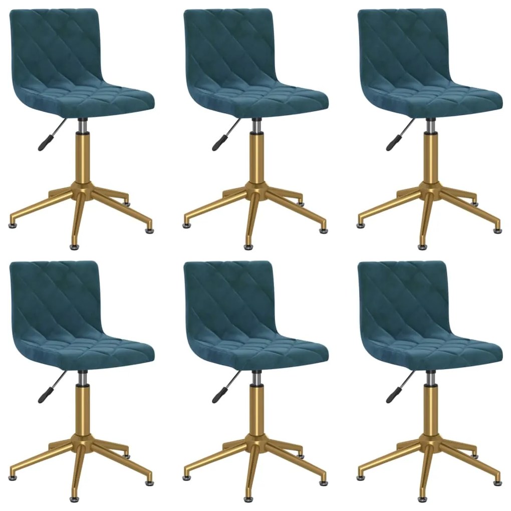 vidaXL Cadeiras de jantar giratórias 6 pcs veludo azul