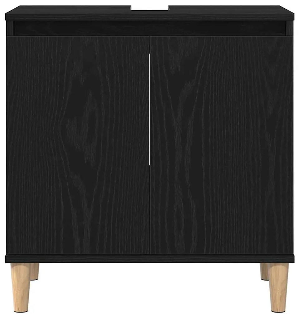 Gabinete de Pia vidaXL Preto Carvalho 58x33x60 cm Madeira Engenharia