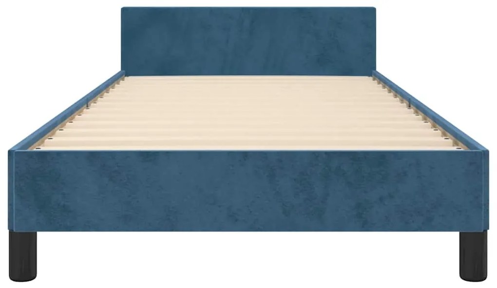 Estrutura de cama sem colchão 90x190 cm veludo azul-escuro
