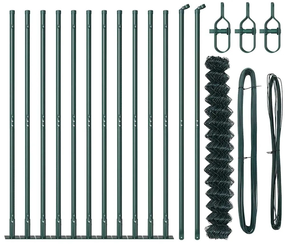 Conjunto de Postes de Cerca Prateado 25 x 1.4 m Aço Galvanizado