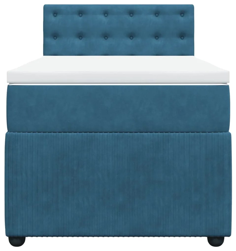 Cama boxspring com colchão 90x190 cm veludo azul