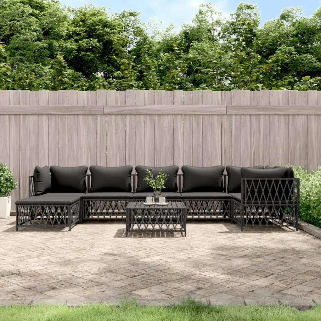 vidaXL 8 pcs conjunto lounge de jardim com almofadões aço antracite