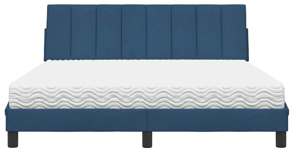 Cama com colchão 160x200 cm tecido azul